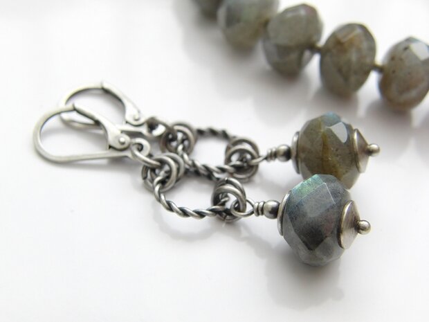 Sterling Zilveren Oorbellen met Labradoriet