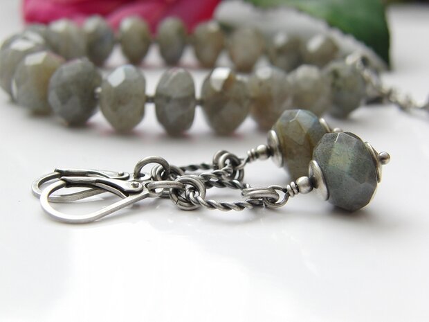 Sterling Zilveren Oorbellen met Labradoriet