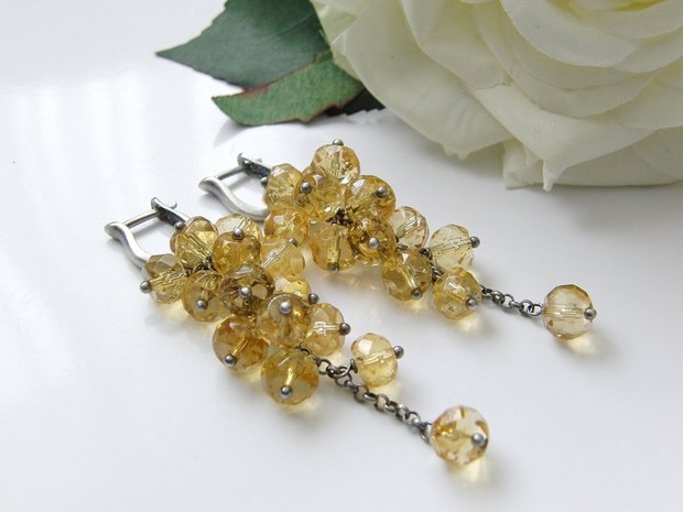 Zilveren Oorbellen met Citrien "Citrien in Oxide