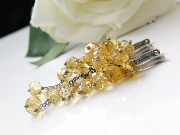 Zilveren Oorbellen met Citrien "Citrien in Oxide