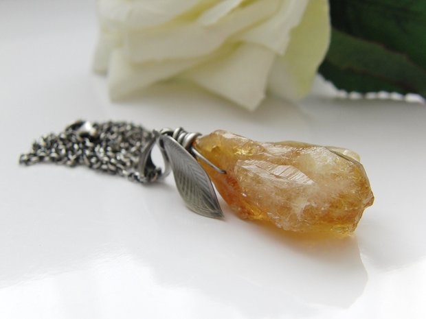 Zilveren Ketting met Ruwe Citrien