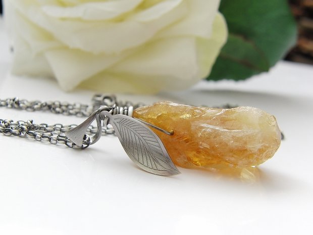 Zilveren Ketting met Ruwe Citrien