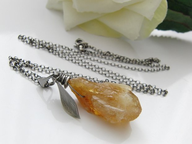 Zilveren Ketting met Ruwe Citrien