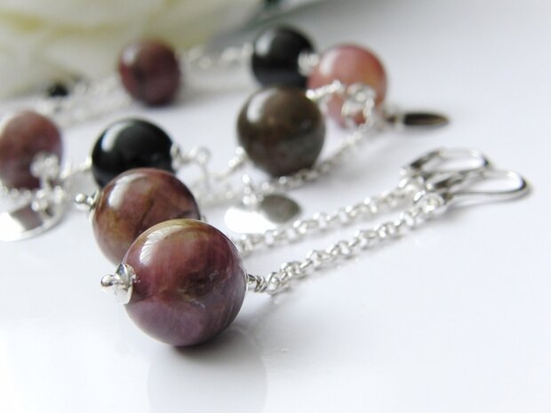 Sterling Zilveren Oorbellen met Toermalijn