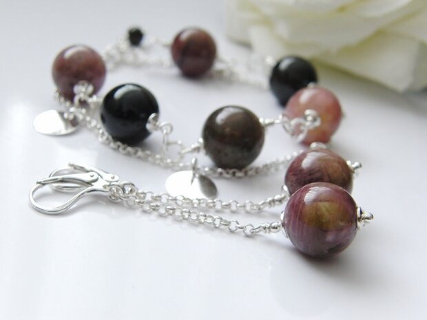 Sterling Zilveren Oorbellen met Toermalijn