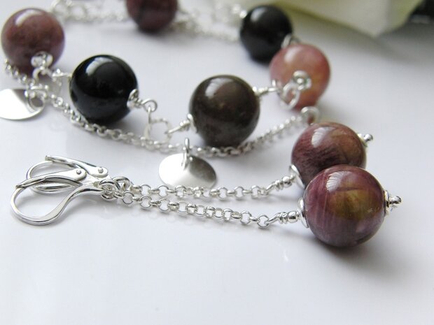 Sterling Zilveren Oorbellen met Toermalijn