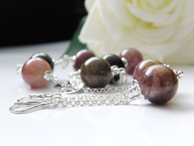 Sterling Zilveren Oorbellen met Toermalijn