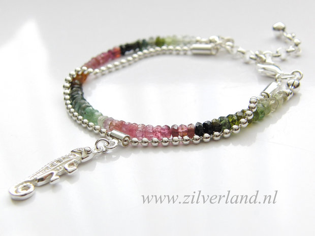 Sterling Zilveren Armband met Toermalijn- Kameleon