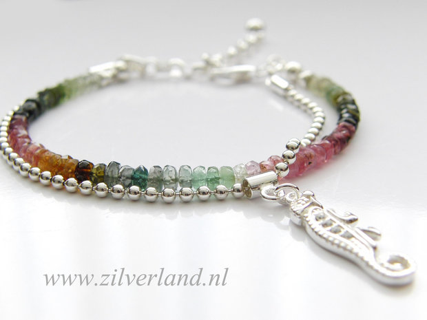 Sterling Zilveren Armband met Toermalijn- Kameleon