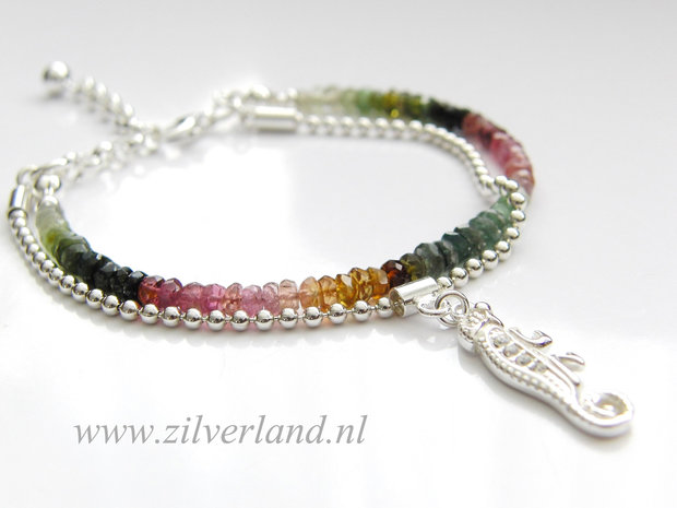 Sterling Zilveren Armband met Toermalijn- Kameleon