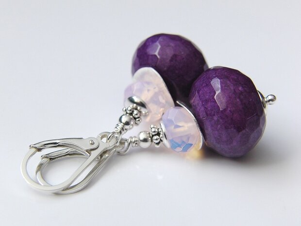 Zilveren Oorbellen met Jade en Opaliet 