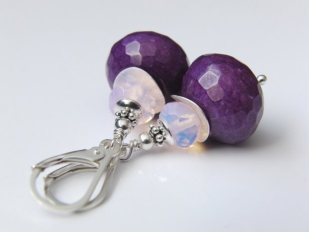 Zilveren Oorbellen met Jade en Opaliet 