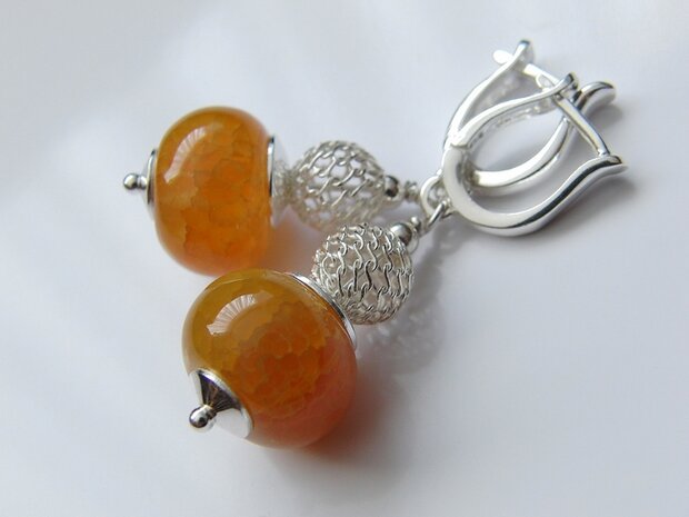 Oorbellen met Agaat Edelstenen "Dragon Veins"