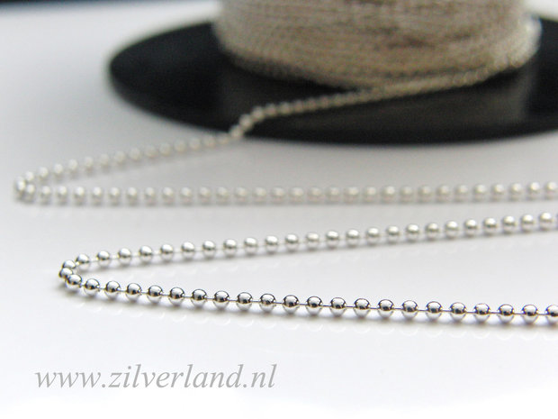 10cm 1,5mm Sterling Zilveren Balletjesketting