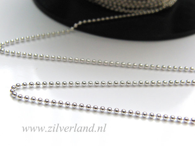 10cm 1,5mm Sterling Zilveren Balletjesketting