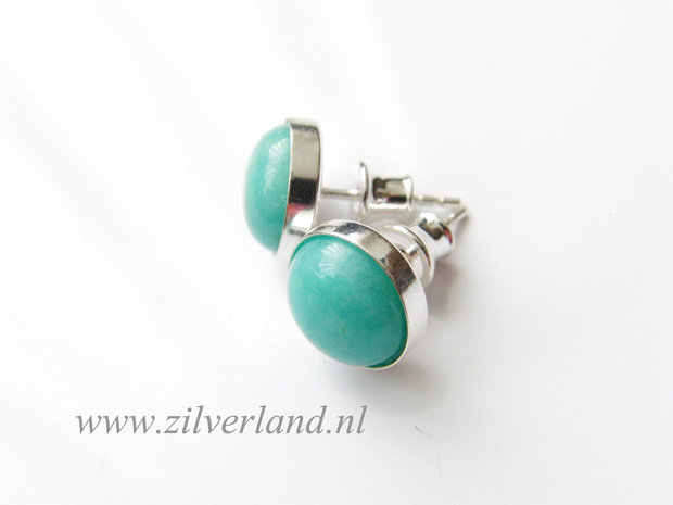 Sterling Zilveren Oorstekers met Amazoniet