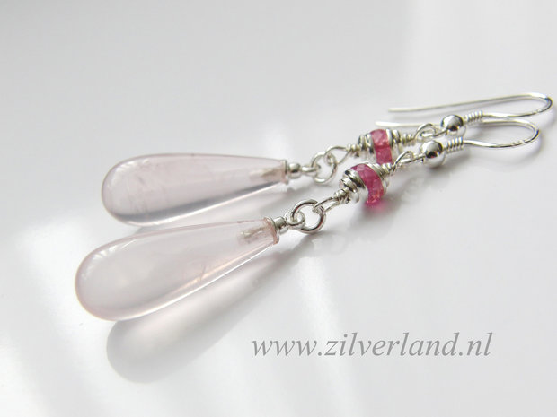 Handgemaakte Sterling Zilveren Oorbellen met Rozenkwarts