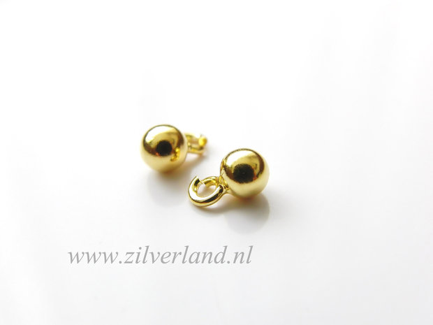 2 Stuks 4mm Sterling Zilveren Balletje met Montagering- Verguld