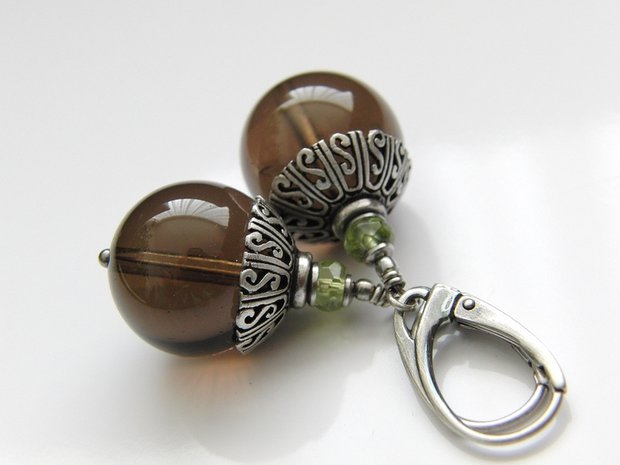 Zilveren Oorbellen met Rookkwarts Edelstenen