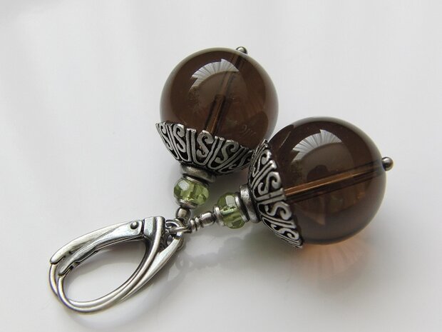 Zilveren Oorbellen met Rookkwarts Edelstenen