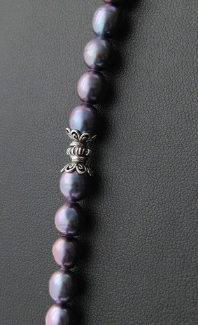Handgemaakte Zoetwaterparel Ketting "Peacock met Bali"