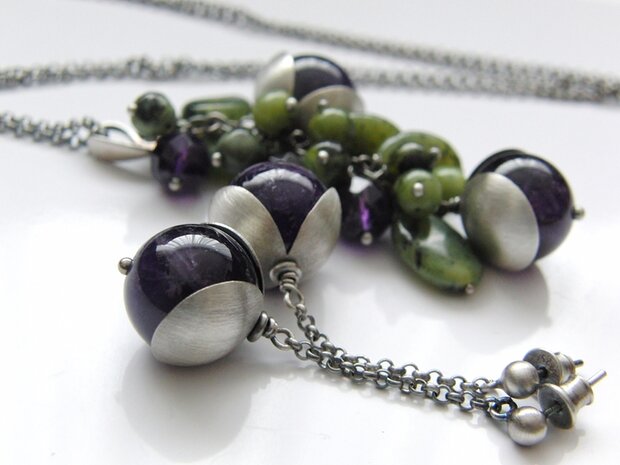 Zilveren Oorbellen met Amethist Edelstenen