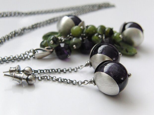 Zilveren Oorbellen met Amethist Edelstenen