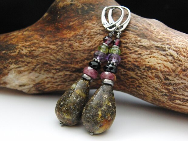 Handgemaakte Oorbellen met Barnsteen "Colour Therapy"