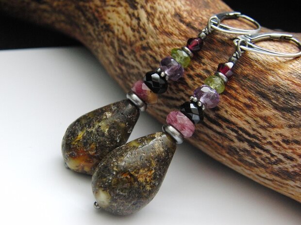 Handgemaakte Oorbellen met Barnsteen "Colour Therapy"