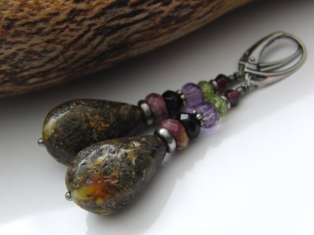 Handgemaakte Oorbellen met Barnsteen "Colour Therapy"