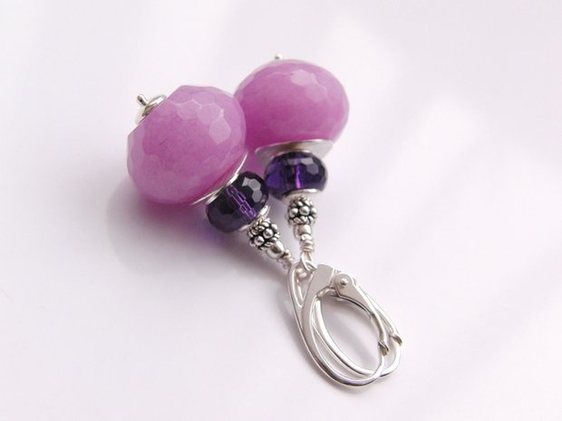 Halfedelstenen Oorbellen met Jade en Amethist "Lavendel"