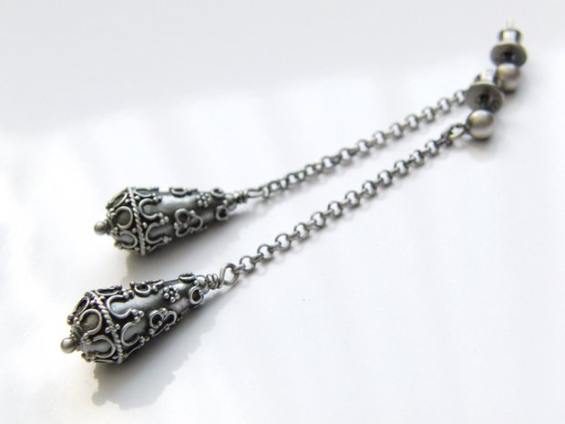 Sterling Zilveren Oorbellen met Bali Kralen