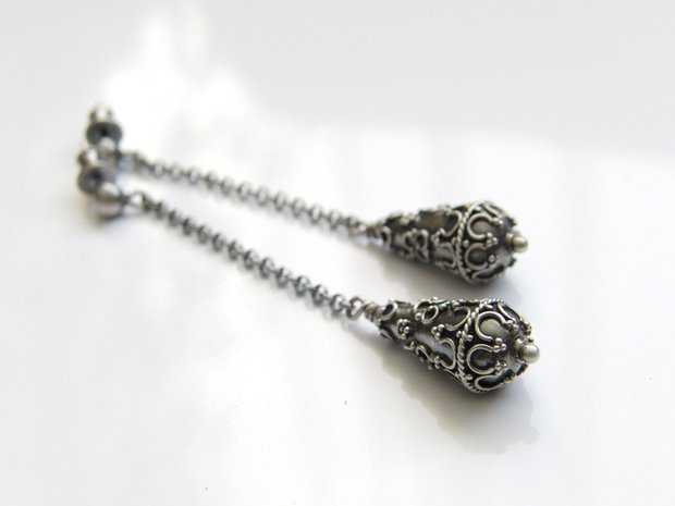 Sterling Zilveren Oorbellen met Bali Kralen