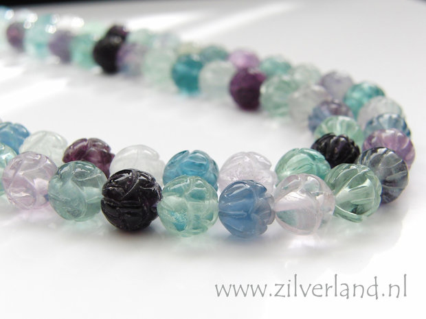 10mm Fluoriet Edelsteen Kralen- Gegraveerd