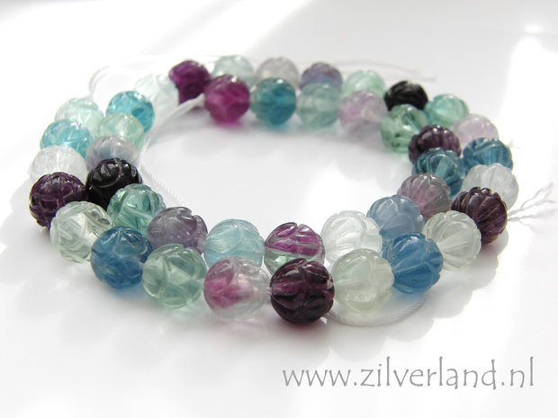 10mm Fluoriet Edelsteen Kralen- Gegraveerd