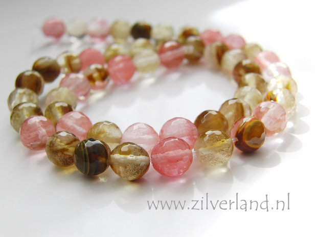 8mm Fire Cherry Kwarts- Micro Facet