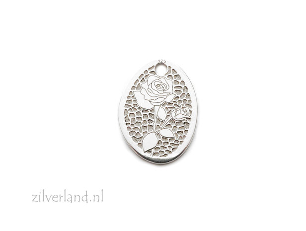 Sterling Zilveren Hanger- Rozen