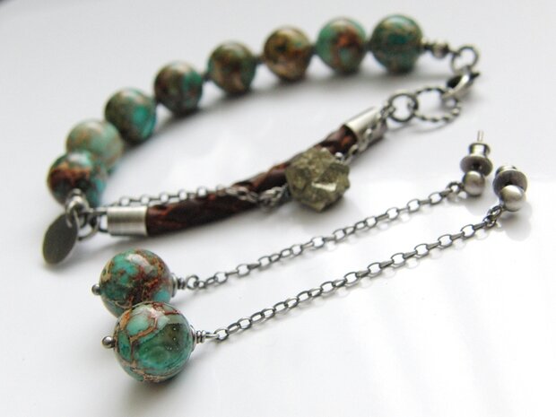 Edelstenen Oorbellen met Sea Sediment Jaspis