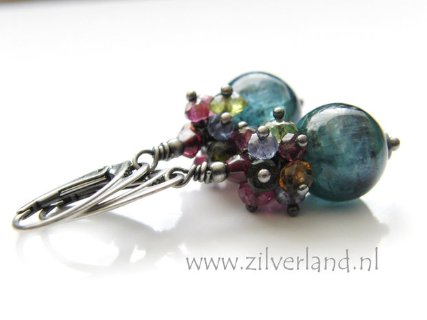 Zilveren Edelstenen Oorbellen met Kyaniet