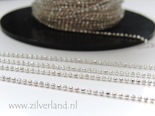 1 Meter 1,5mm Sterling Zilveren Balletjesketting- Facet