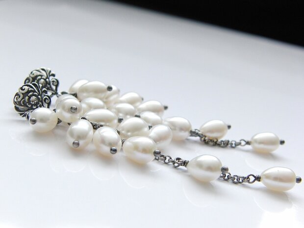 Sterling Zilveren Bali Oorstekers met Zoetwaterparels