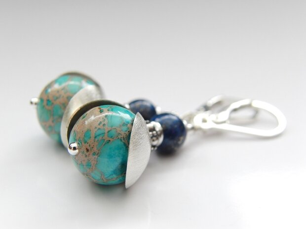 Edelstenen Oorbellen met Jaspis en Lapis Lazuli