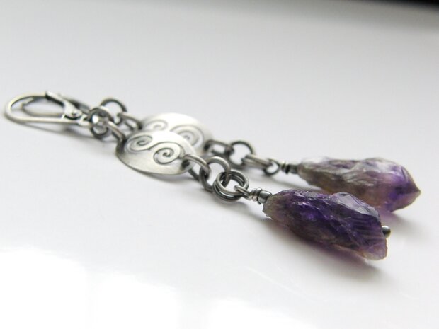  Edelstenen Oorbellen met Ruwe Amethist