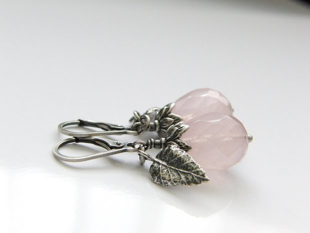 Zilveren Oorbellen met Rozenkwarts
