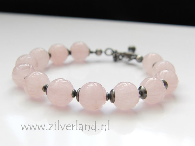 - Handgemaakte Zilveren Armband met Rozenkwarts