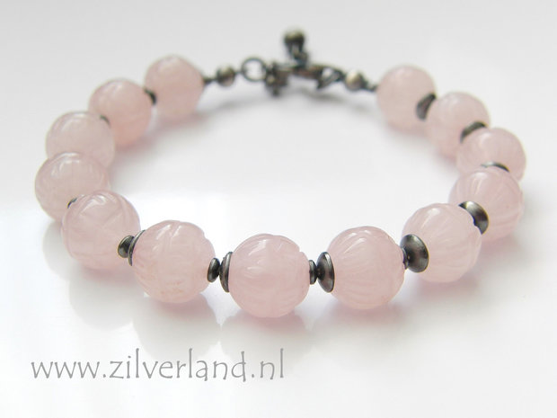 - Handgemaakte Zilveren Armband met Rozenkwarts