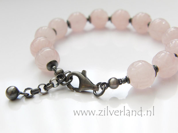 - Handgemaakte Zilveren Armband met Rozenkwarts