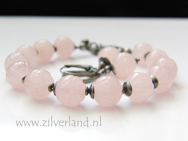 - Handgemaakte Zilveren Armband met Rozenkwarts