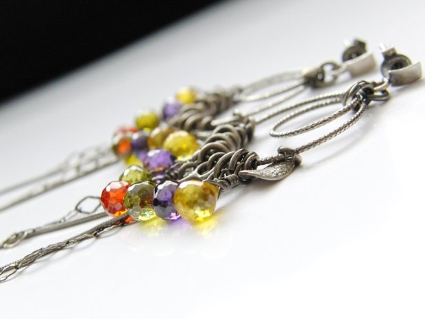  Zilveren Oorstekers met Zirkonia Briolettes