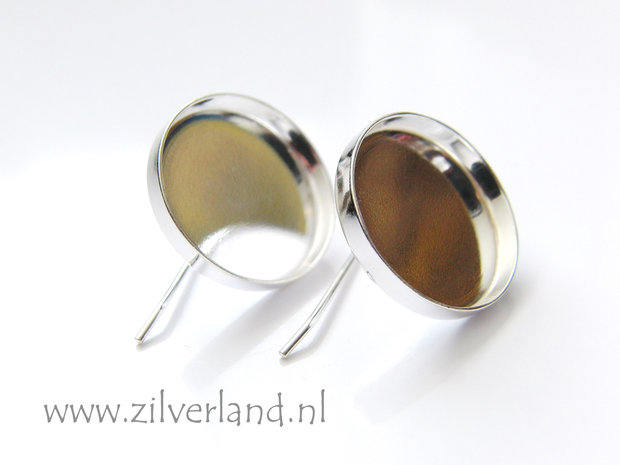 18mm Sterling Zilveren Oorhaken voor UV Hars/Resin of Cabochons